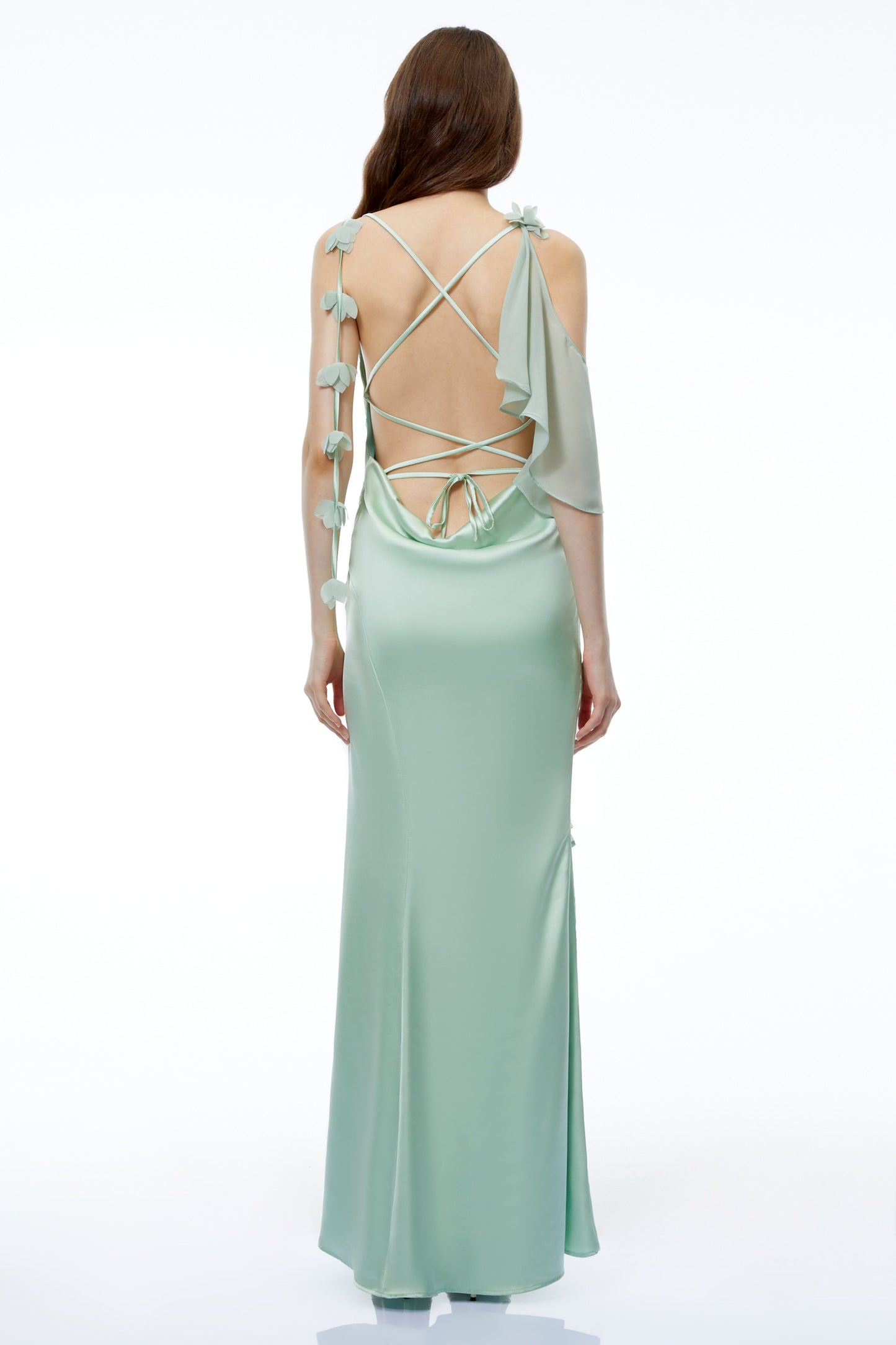 Leilah Green Maxi Dress with 3D Florals