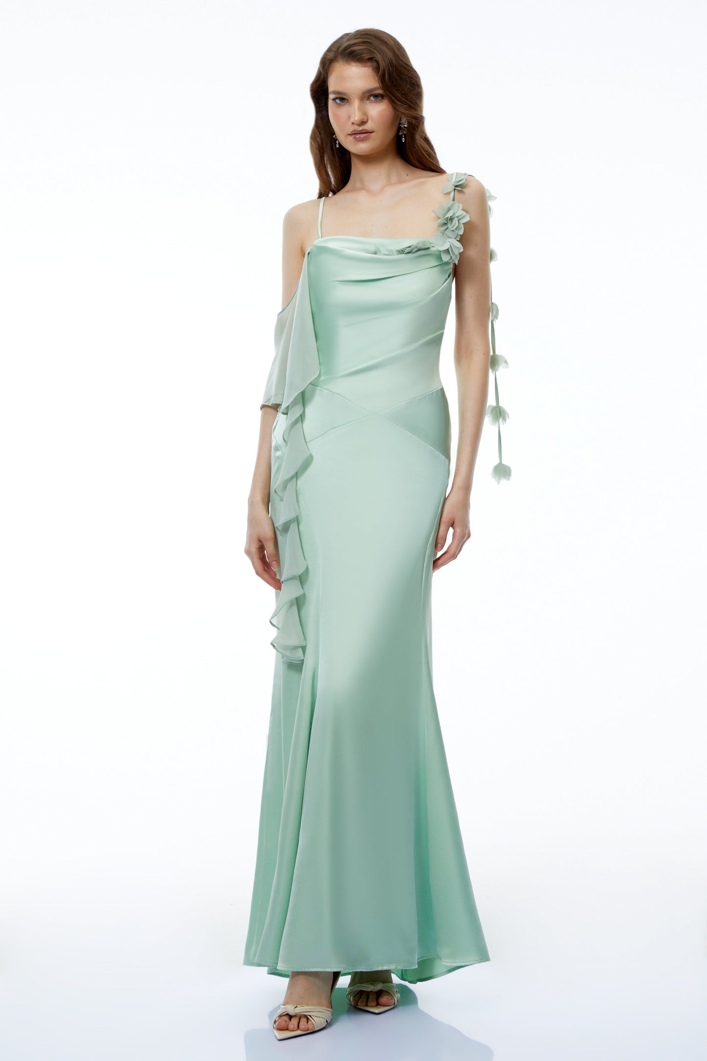 Leilah Green Maxi Dress with 3D Florals