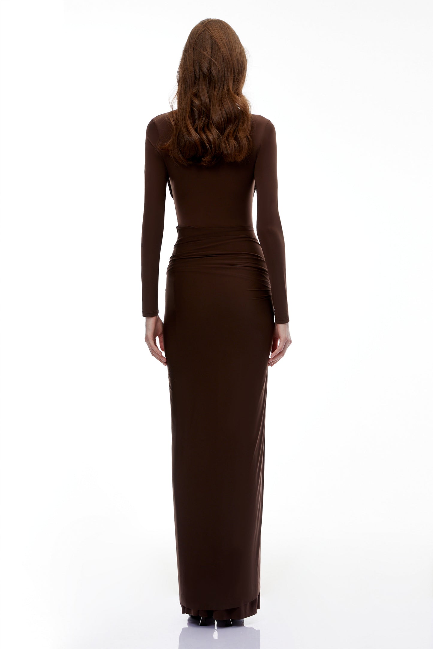 Lena Chocolate Brown Cross Front Maxi Dress