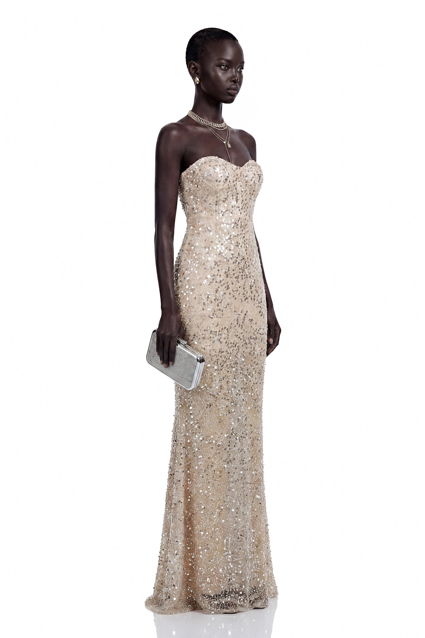 Lenuța Champagne Sequin Mermaid Maxi Dress
