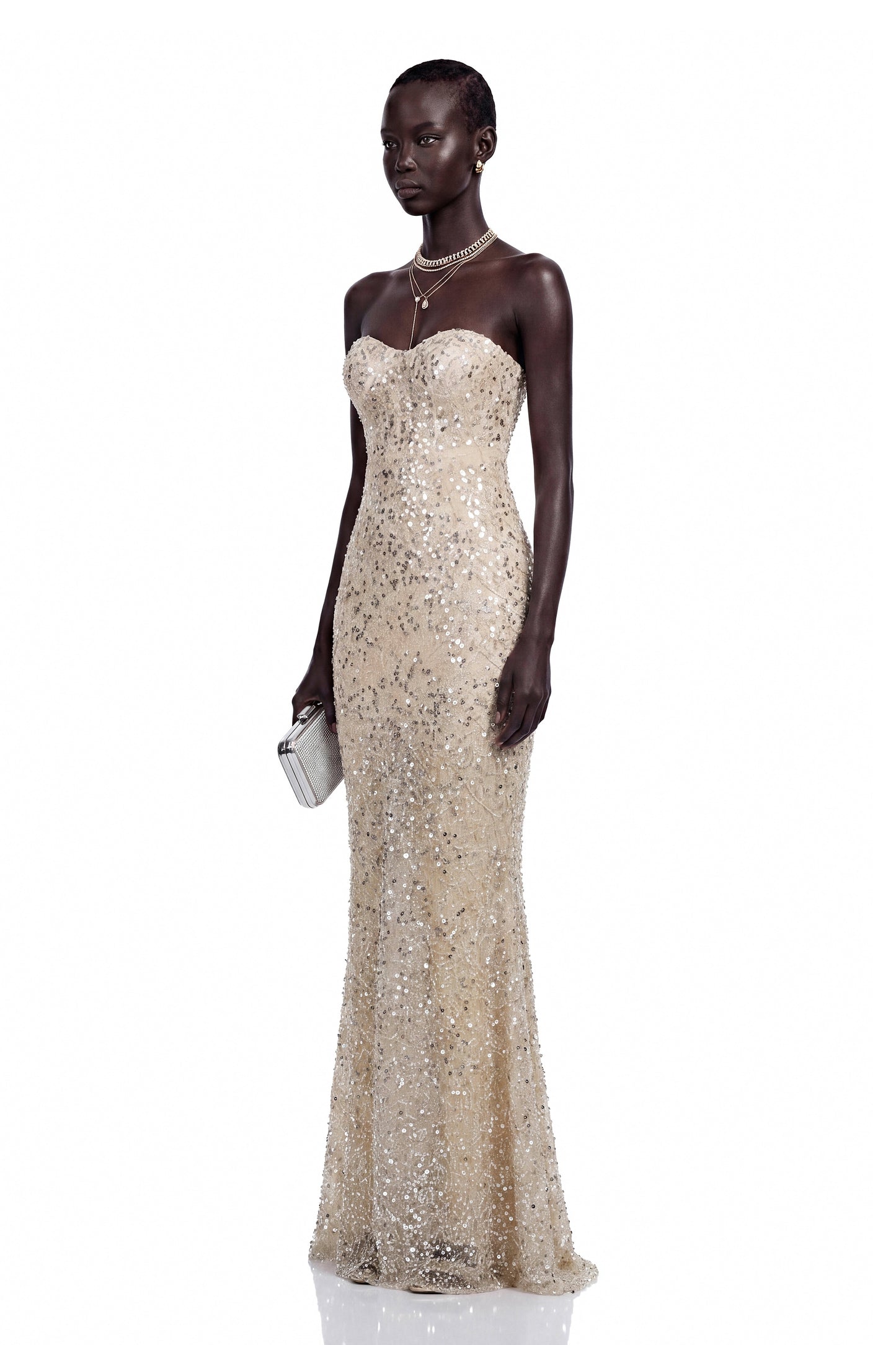 Lenuța Champagne Sequin Mermaid Maxi Dress