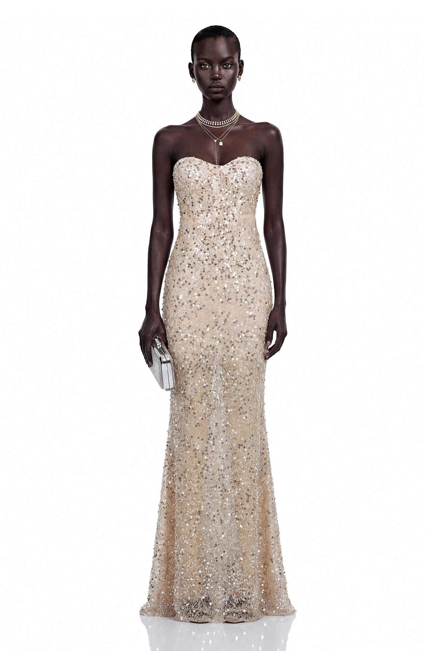 Lenuța Champagne Sequin Mermaid Maxi Dress