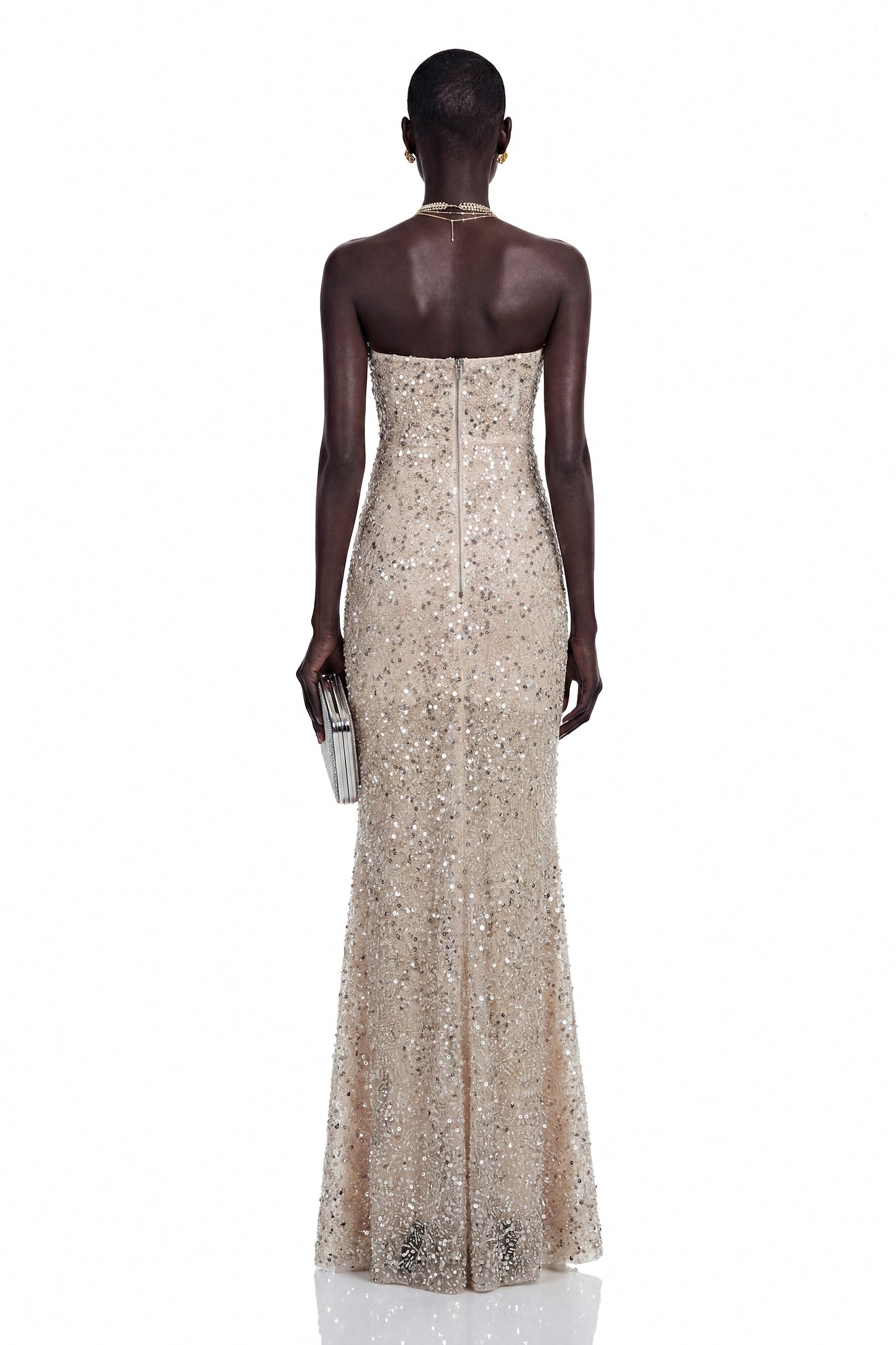 Lenuța Champagne Sequin Mermaid Maxi Dress