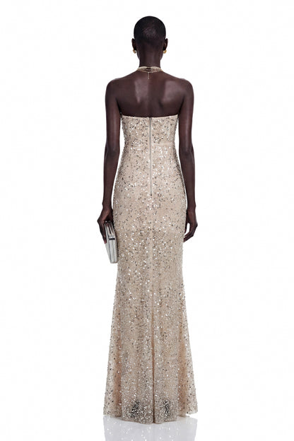 Lenuța Champagne Sequin Mermaid Maxi Dress