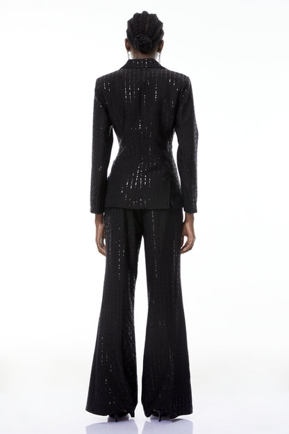 Leonie Siyah Payet Blazer ve Pantolon Takım