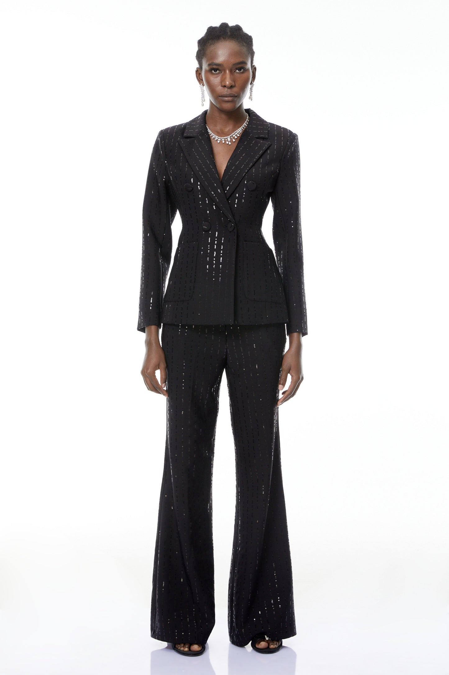 Leonie Siyah Payet Blazer ve Pantolon Takım