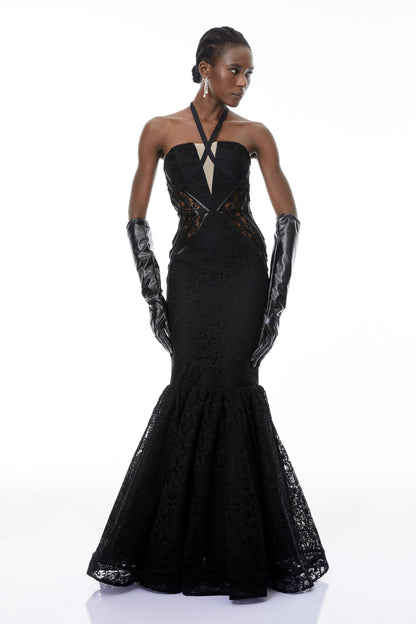 Letiția Black Halterneck Mermaid Maxi Dress