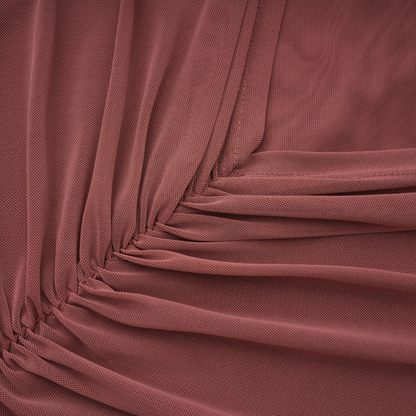 Liliana Brown Asymmetrical Ruched Cape Maxi Dress