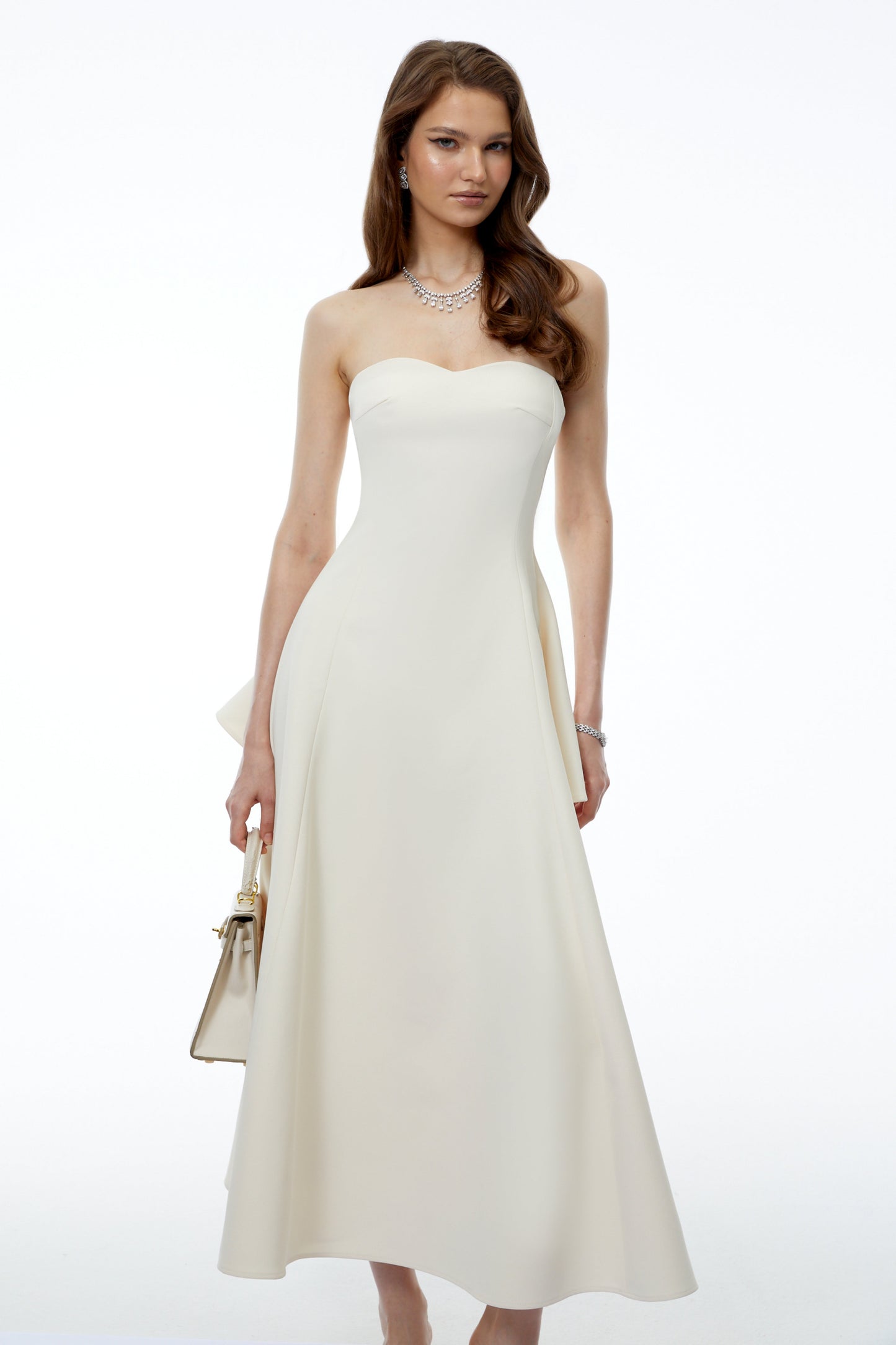 Lina White Off Shoulder Sweetheart Midi Dress