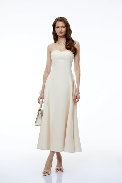 Lina White Off Shoulder Sweetheart Midi Dress