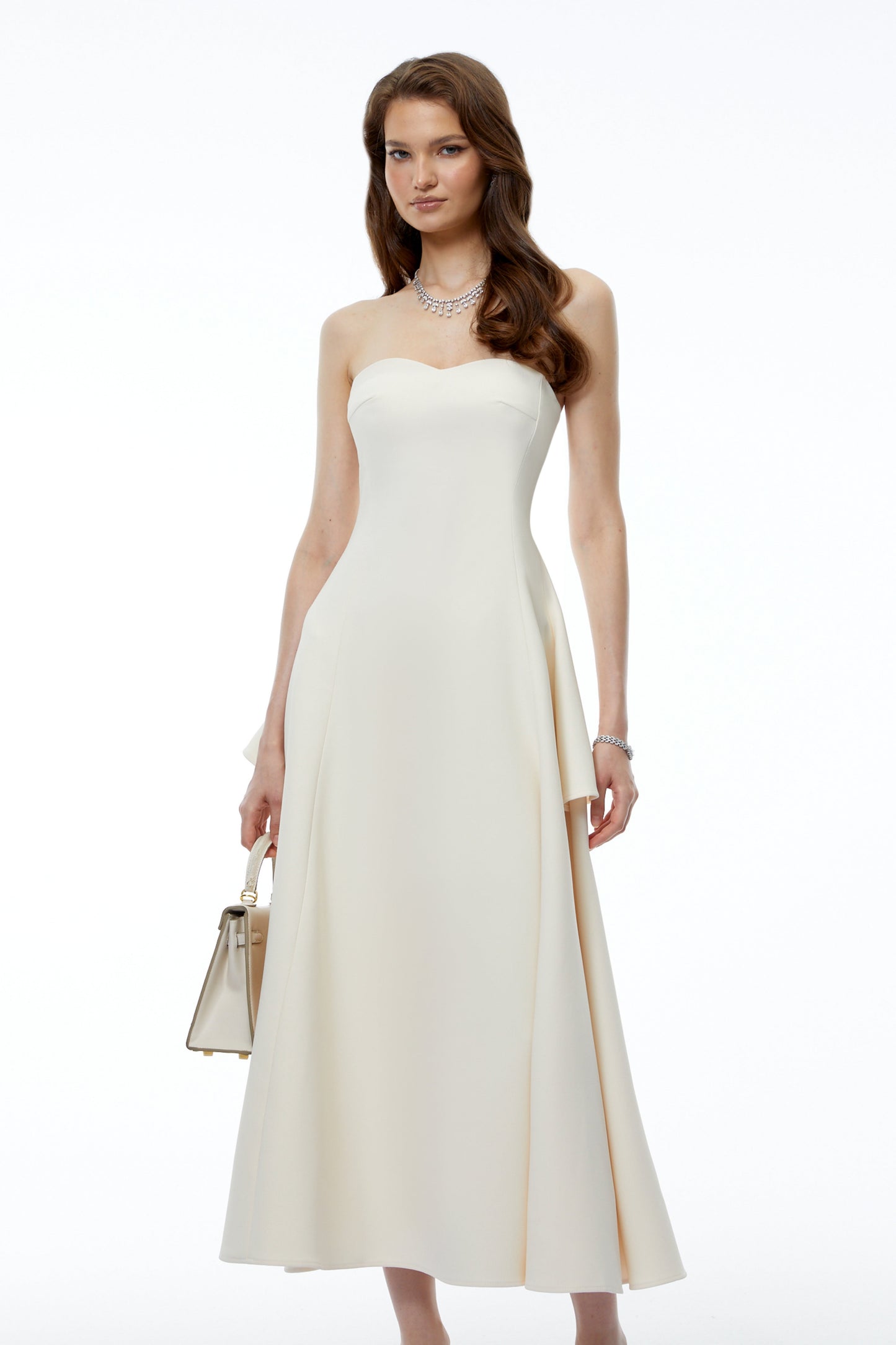 Lina White Off Shoulder Sweetheart Midi Dress