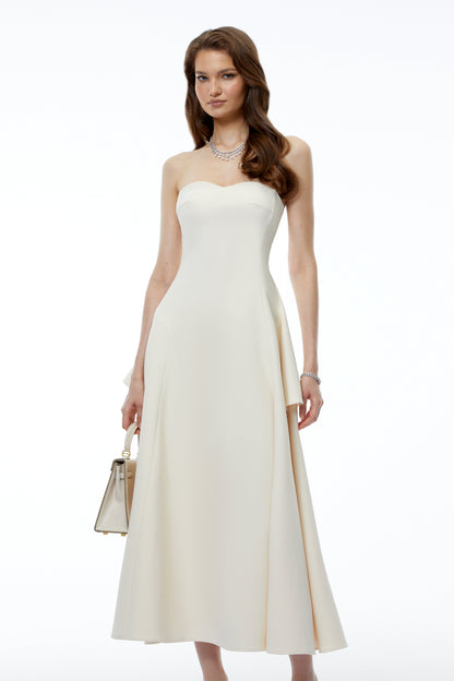 Lina White Off Shoulder Sweetheart Midi Dress
