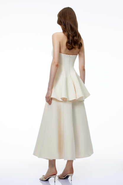 Lina White Off Shoulder Sweetheart Midi Dress