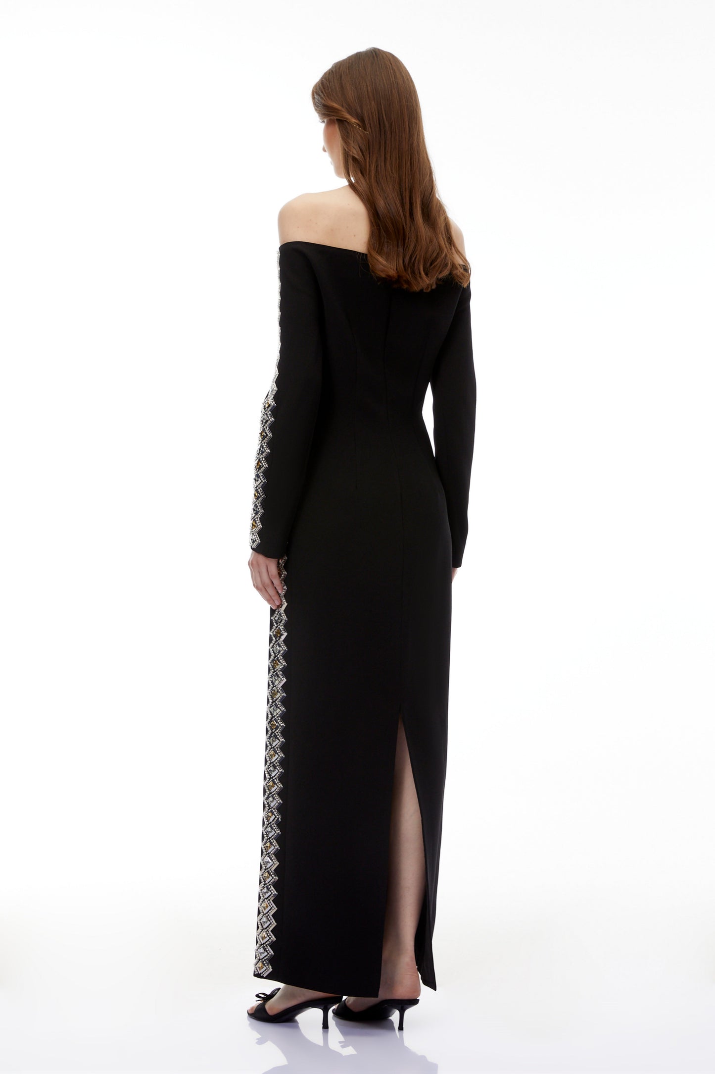 Lorelei Black Off Shoulder Embellished Maxi Dress