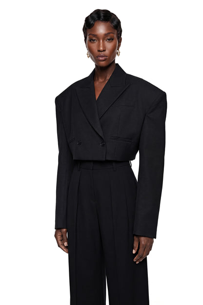 Lottie Black Cropped Blazer & Trouser Set