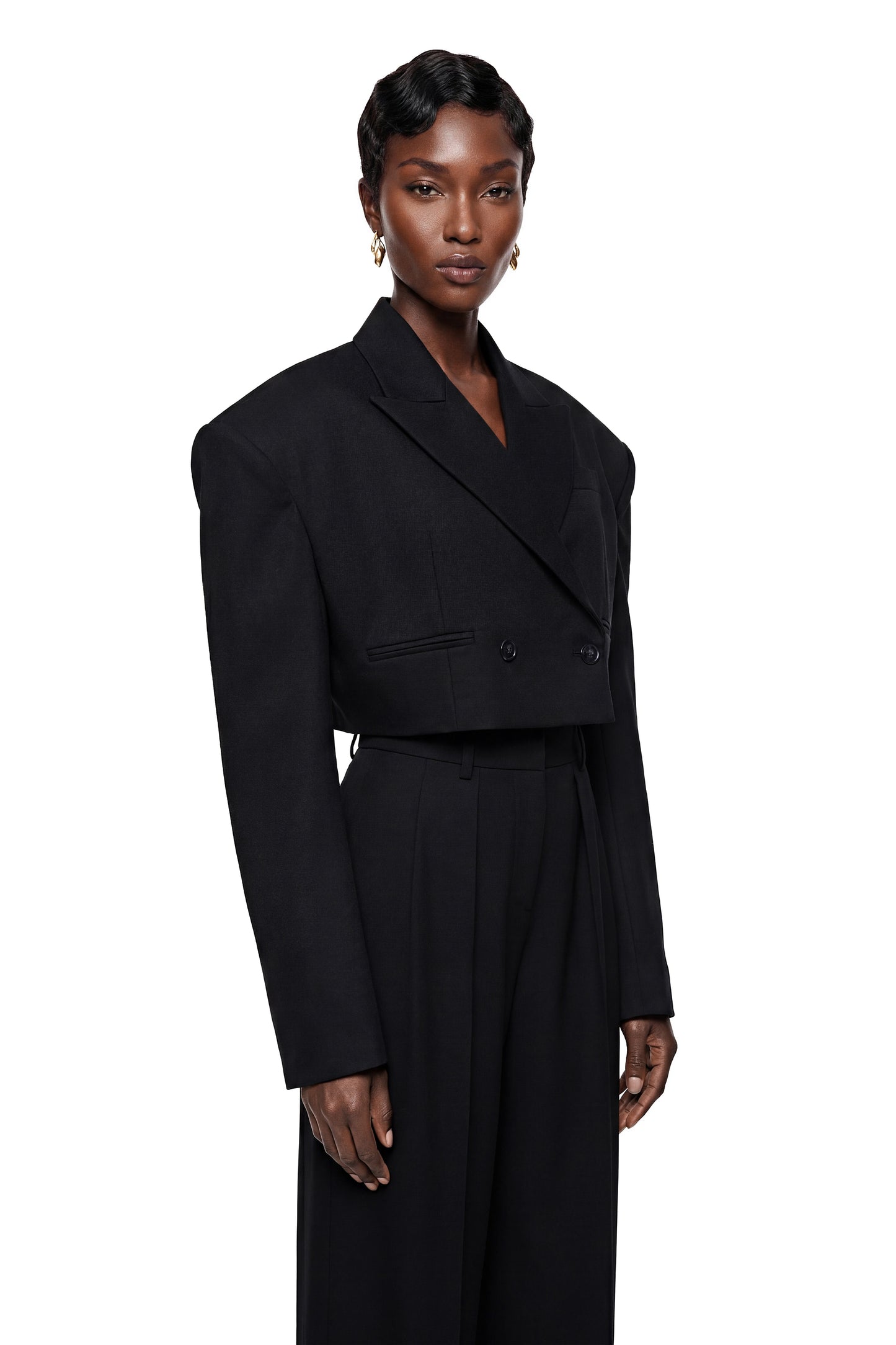 Lottie Black Cropped Blazer & Trouser Set