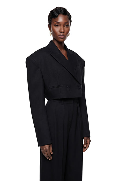 Lottie Black Cropped Blazer & Trouser Set