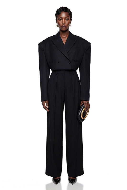 Lottie Black Cropped Blazer & Trouser Set