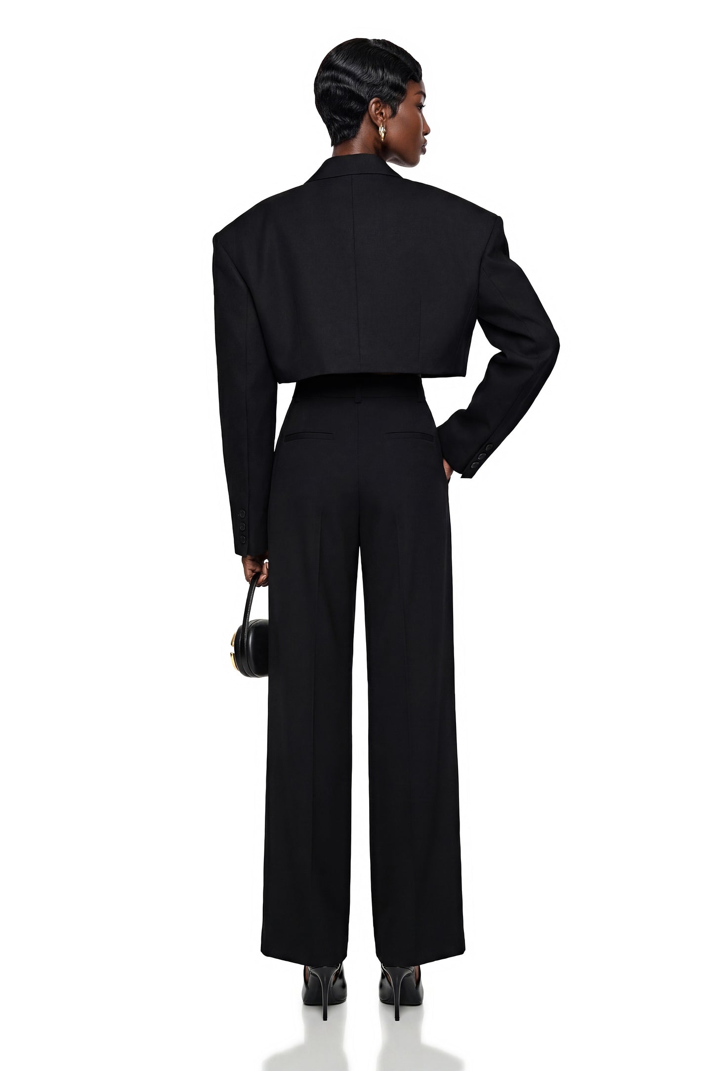 Lottie Black Cropped Blazer & Trouser Set