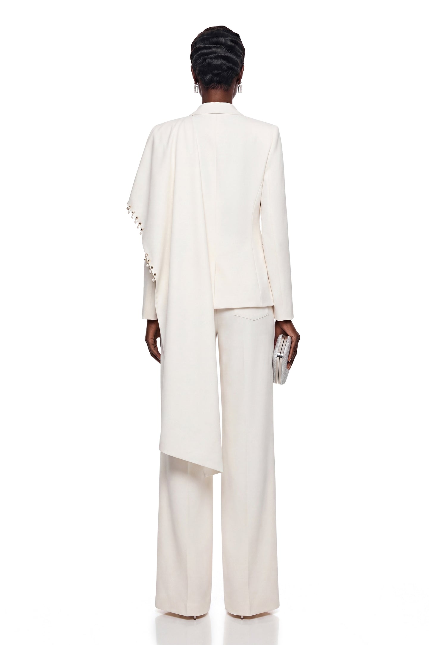 Lottie Cream Blazer with Draped Shawl