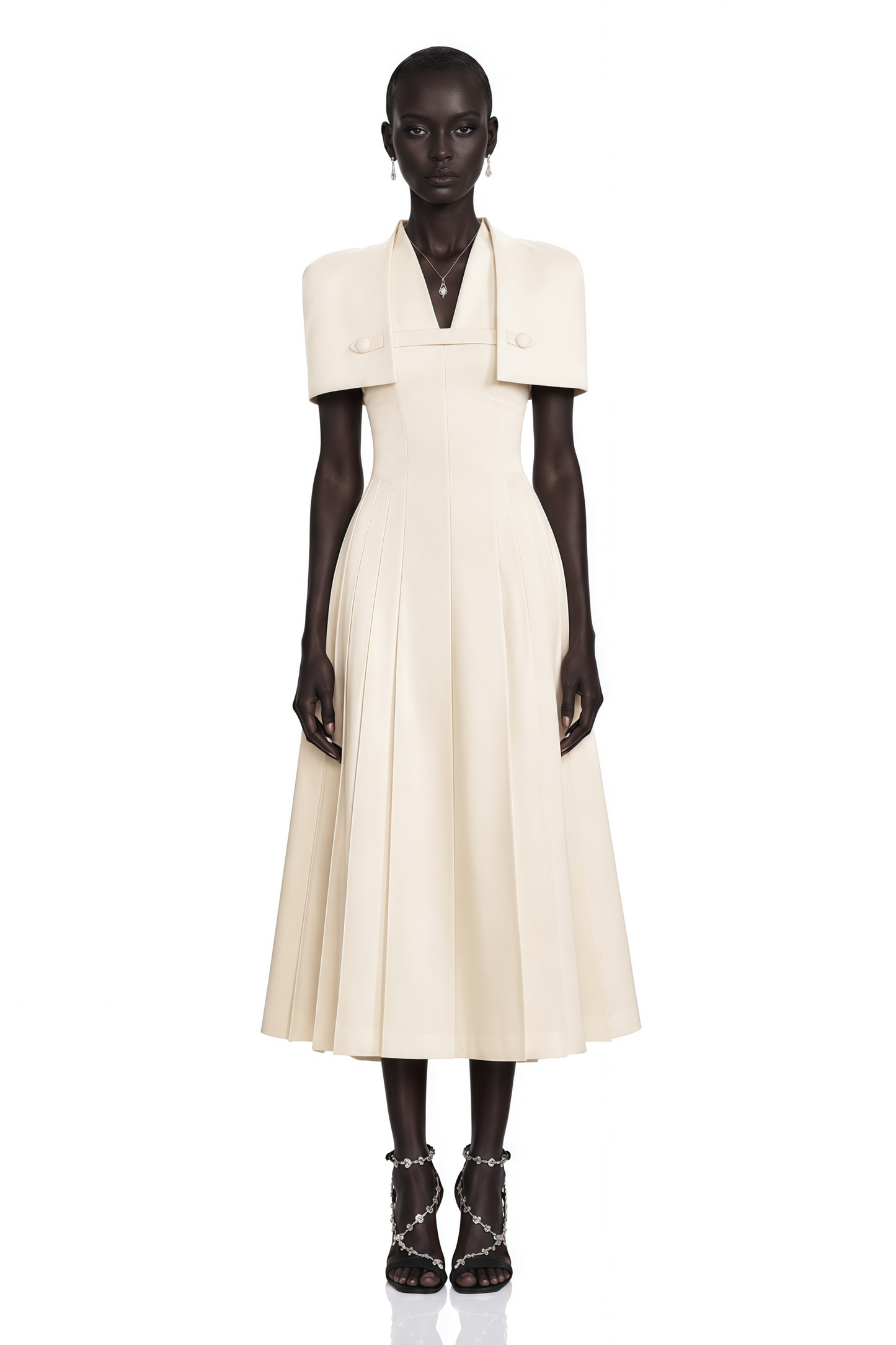 Lovisa Neutral Shawl Detail Shirred Midi Dress