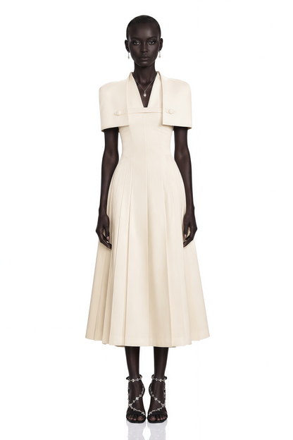 Lovisa Neutral Shawl Detail Shirred Midi Dress