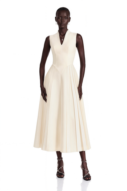 Lovisa Neutral Shawl Detail Shirred Midi Dress