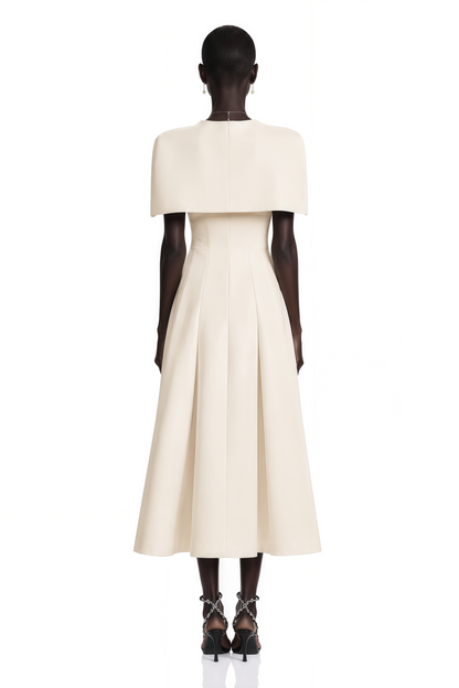 Lovisa Neutral Shawl Detail Shirred Midi Dress