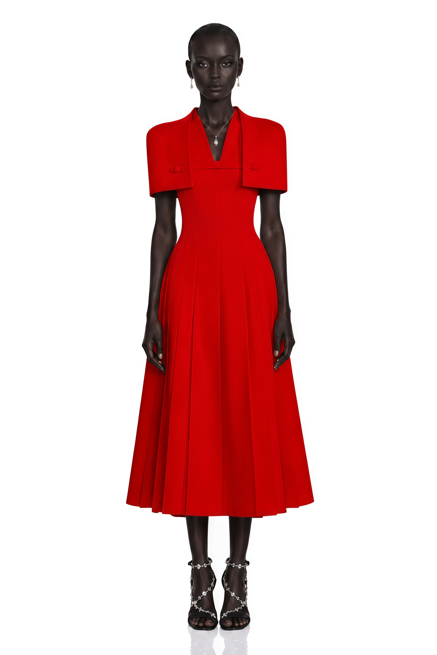 Lovisa Red Shawl Detail Shirred Midi Dress