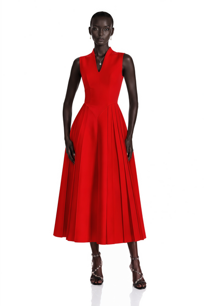 Lovisa Red Shawl Detail Shirred Midi Dress
