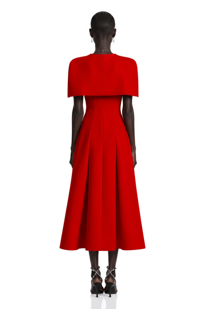 Lovisa Red Shawl Detail Shirred Midi Dress