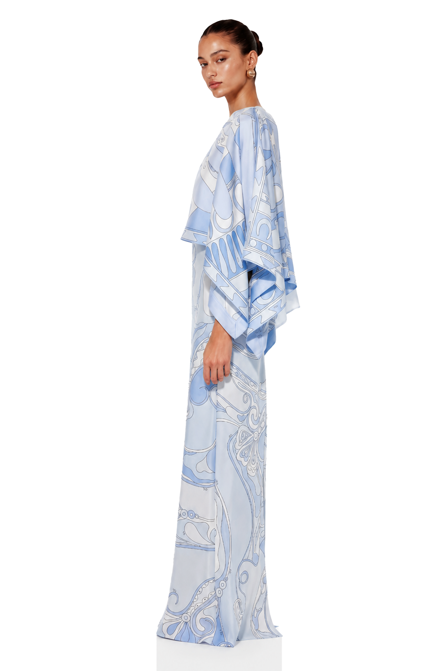Lucasta Blue V-Neck Color Block Maxi Dress Set