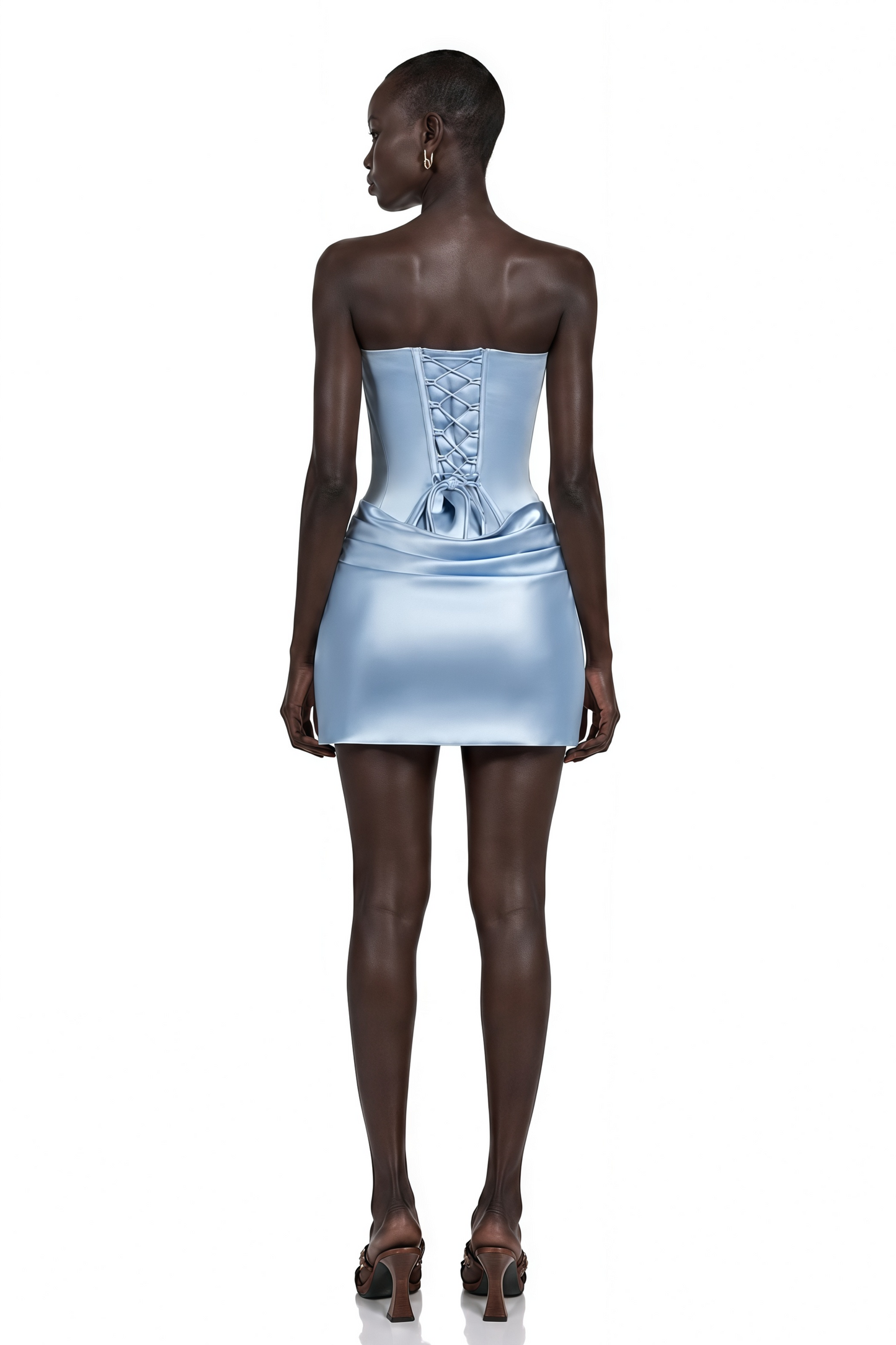 Lucienne Light Blue One Shoulder Ruched Mini Dress