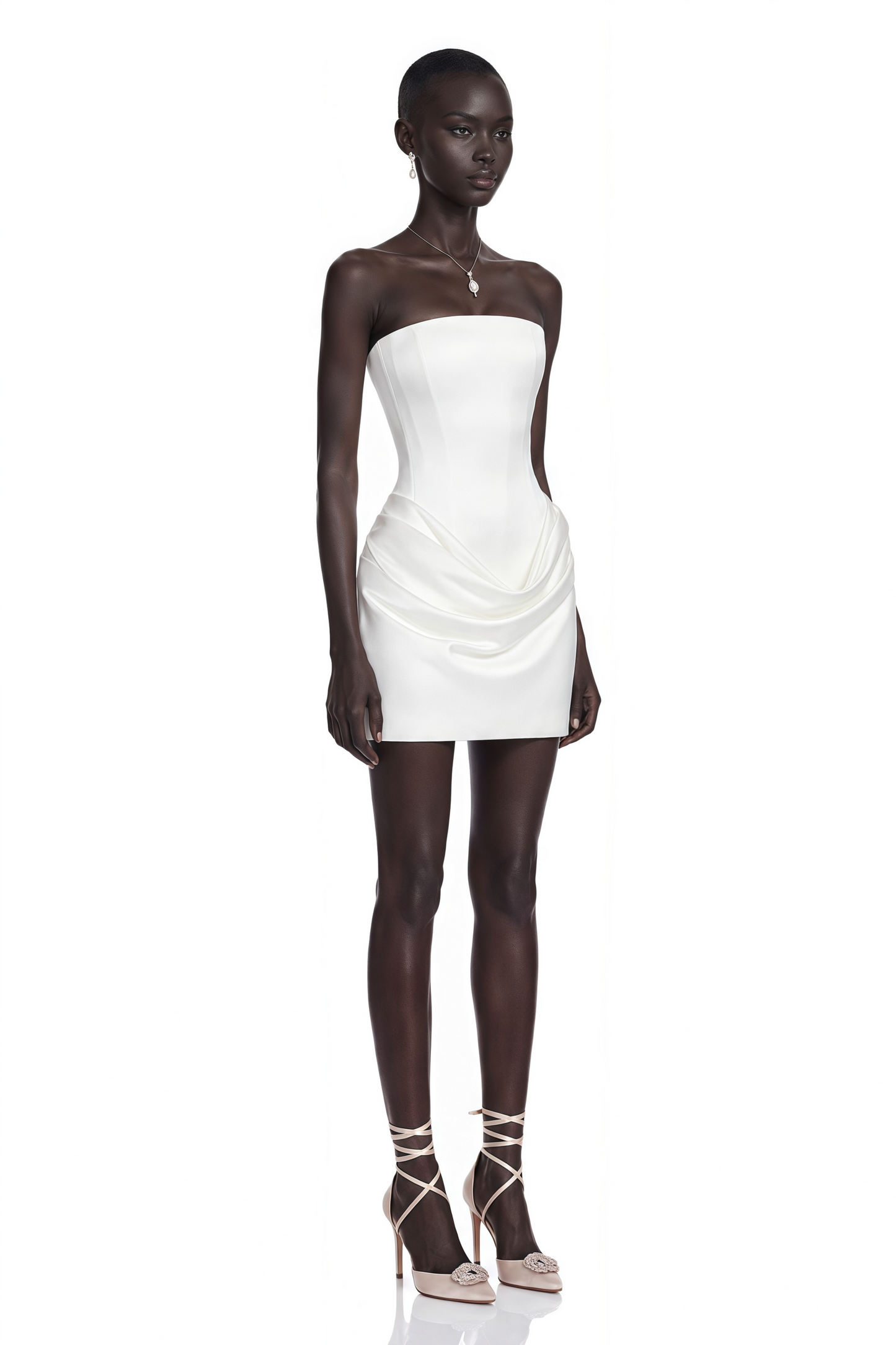 Lucienne White One Shoulder Ruched Mini Dress
