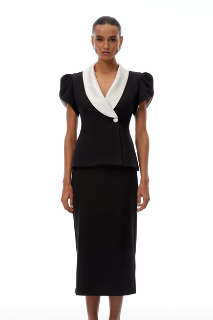 Acharya Color Block Blouse & Pencil Skirt Set