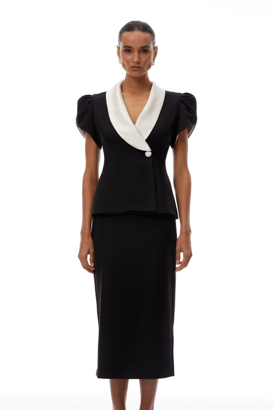 Acharya Color Block Blouse & Pencil Skirt Set
