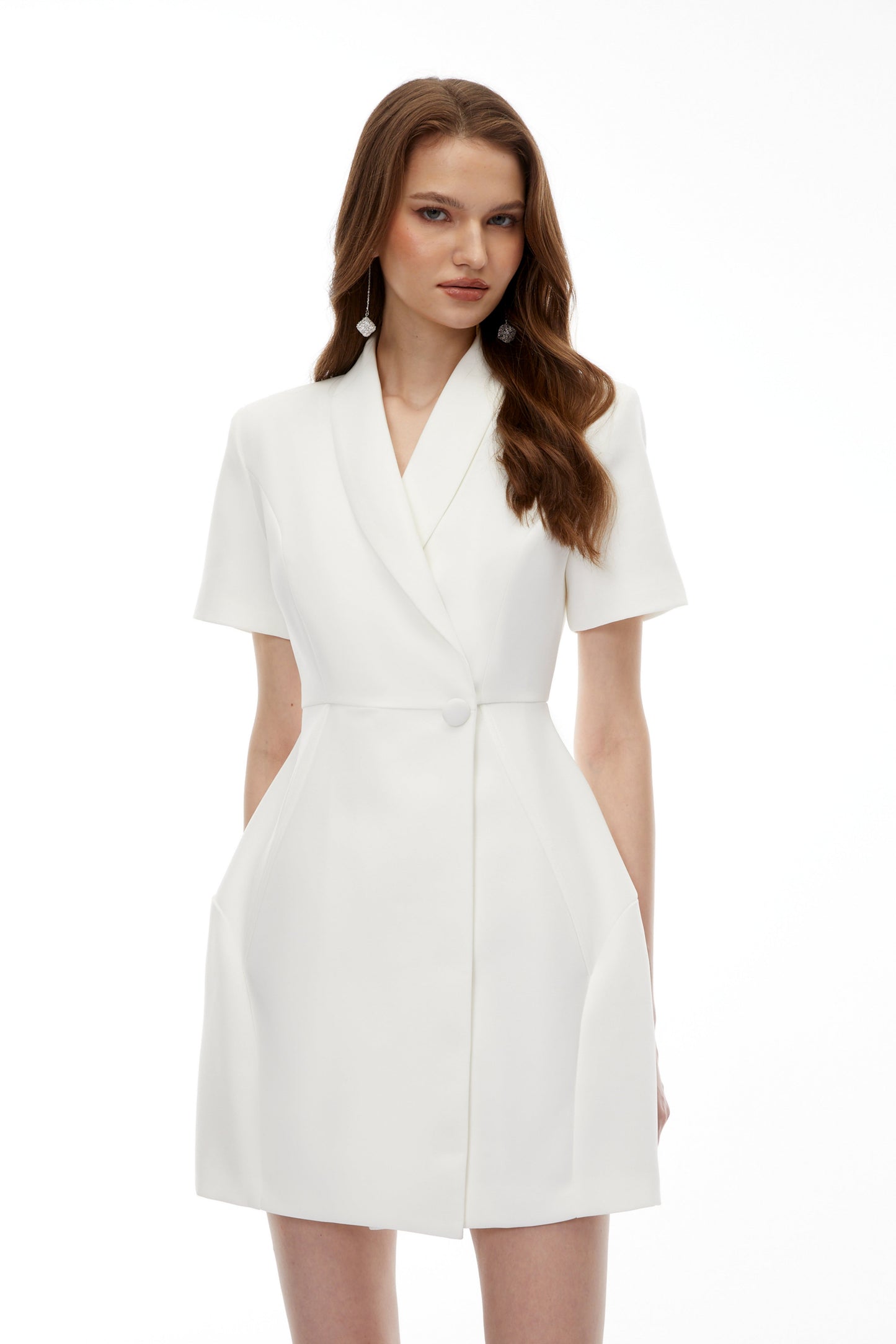 Maayan White Asymmetrical Mini Dress