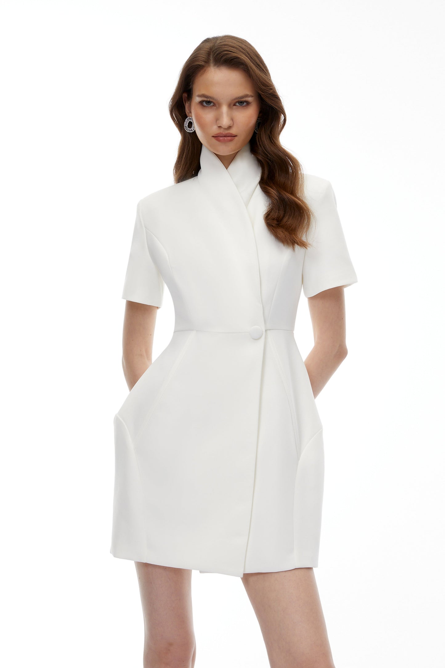 Maayan White Asymmetrical Mini Dress