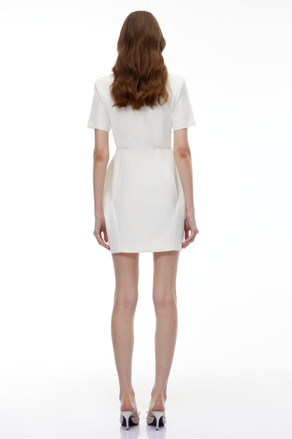 Maayan White Asymmetrical Mini Dress