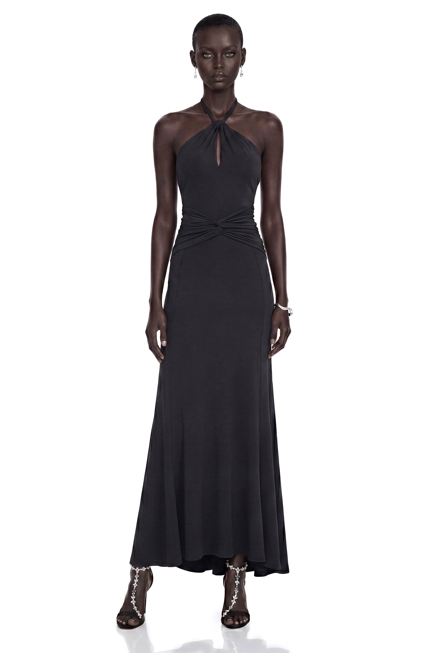 Mabel Black Backless Maxi Dress with Cut-Outs