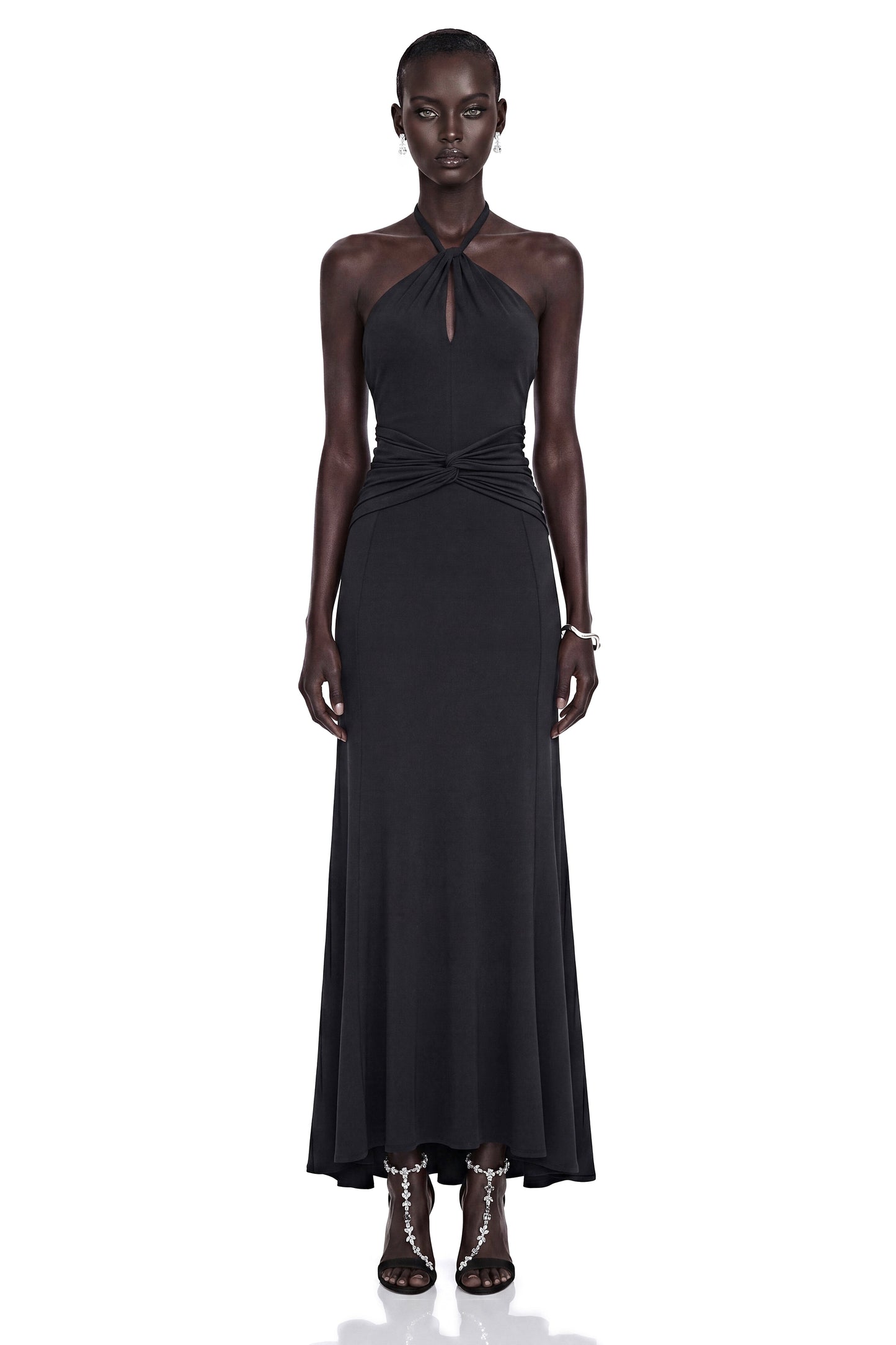 Mabel Black Backless Maxi Dress with Cut-Outs