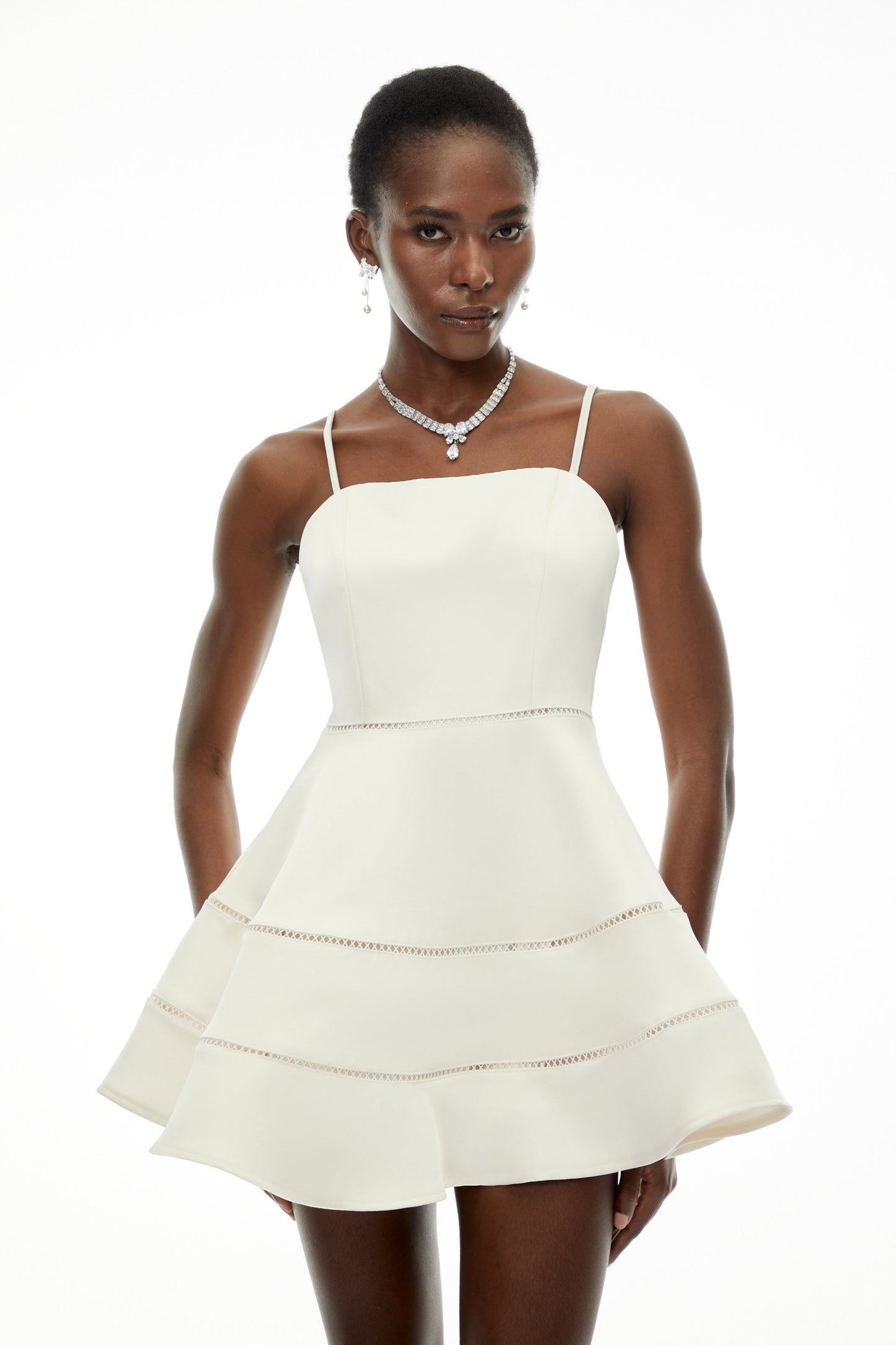 Magdalena White Off Shoulder Ruffled Mini Dress