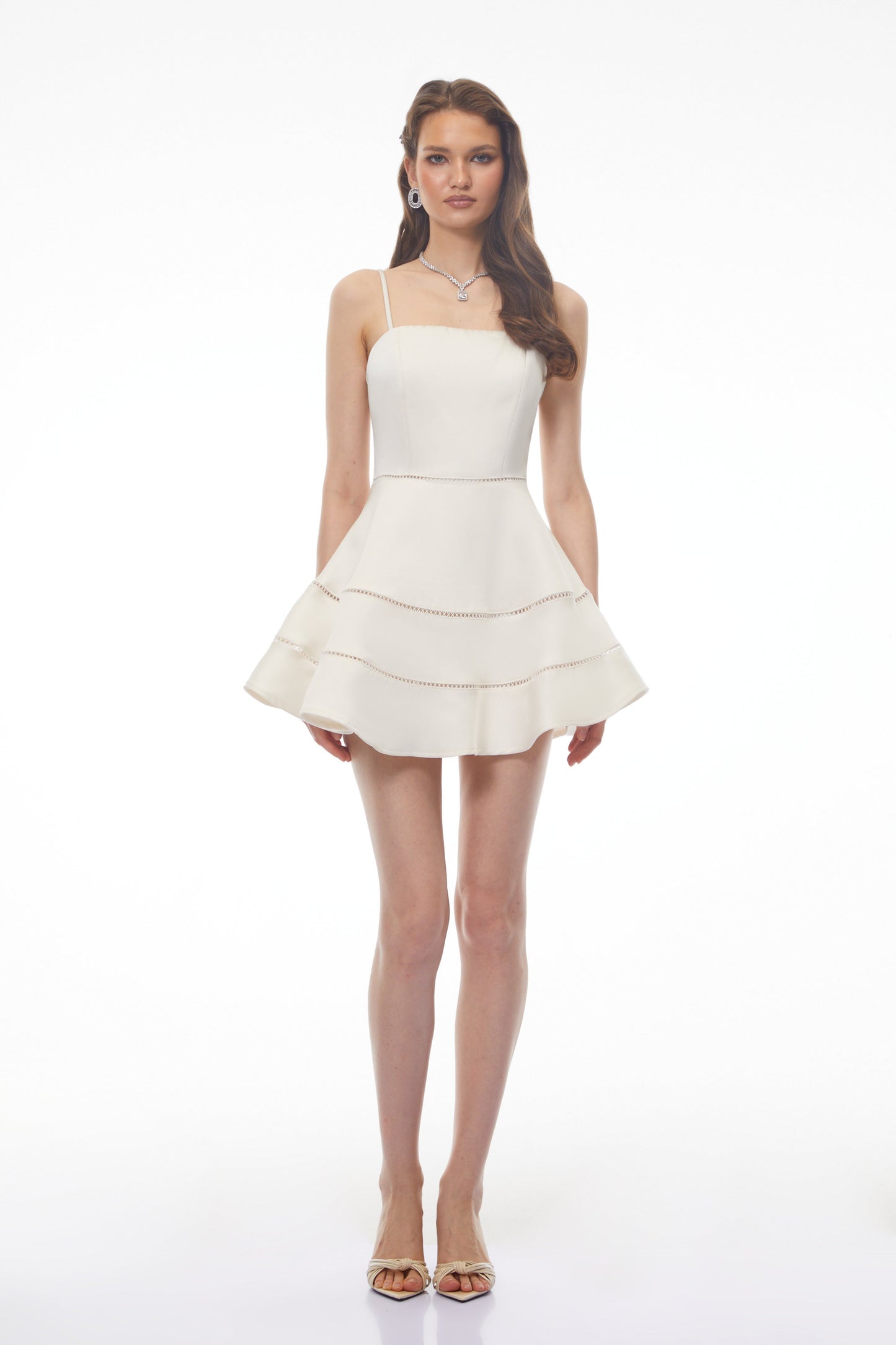 Magdalena White Off Shoulder Ruffled Mini Dress