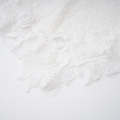 Mandana White Lace Mini Dress with Cape