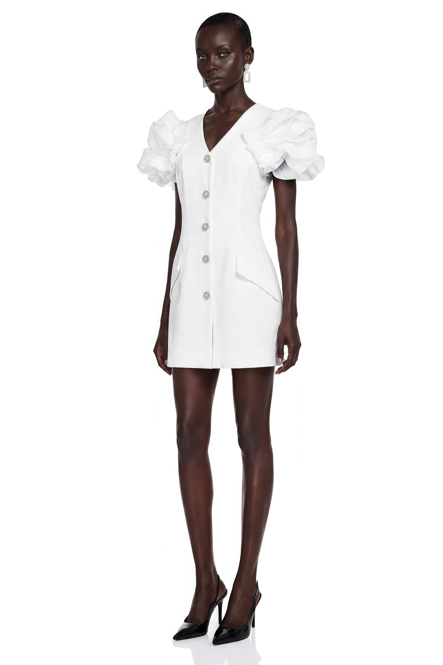 Manon White Tailored Puff Sleeves Blazer Mini Dress