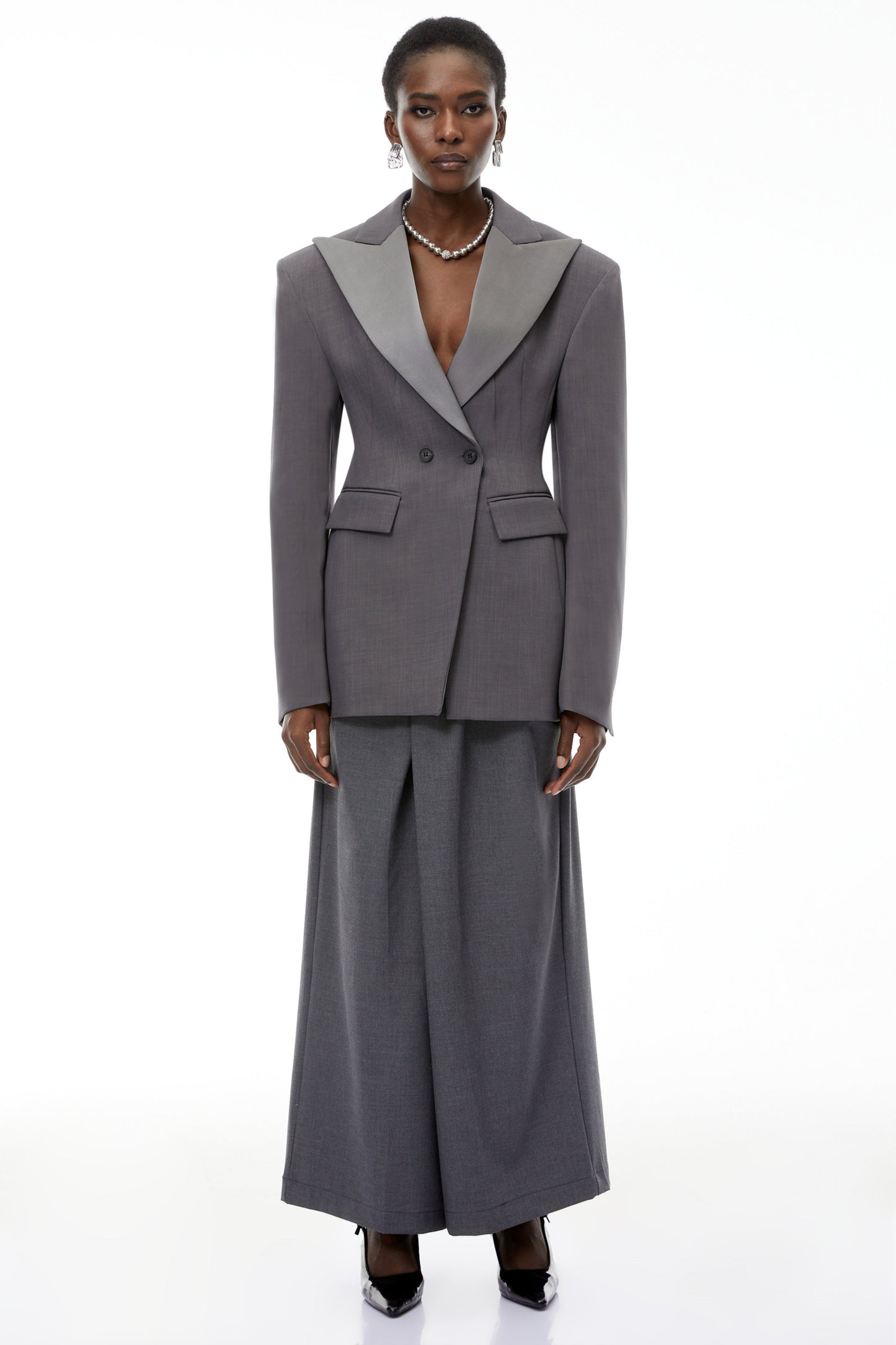 Marcellus Gri Sivri Yaka Blazer