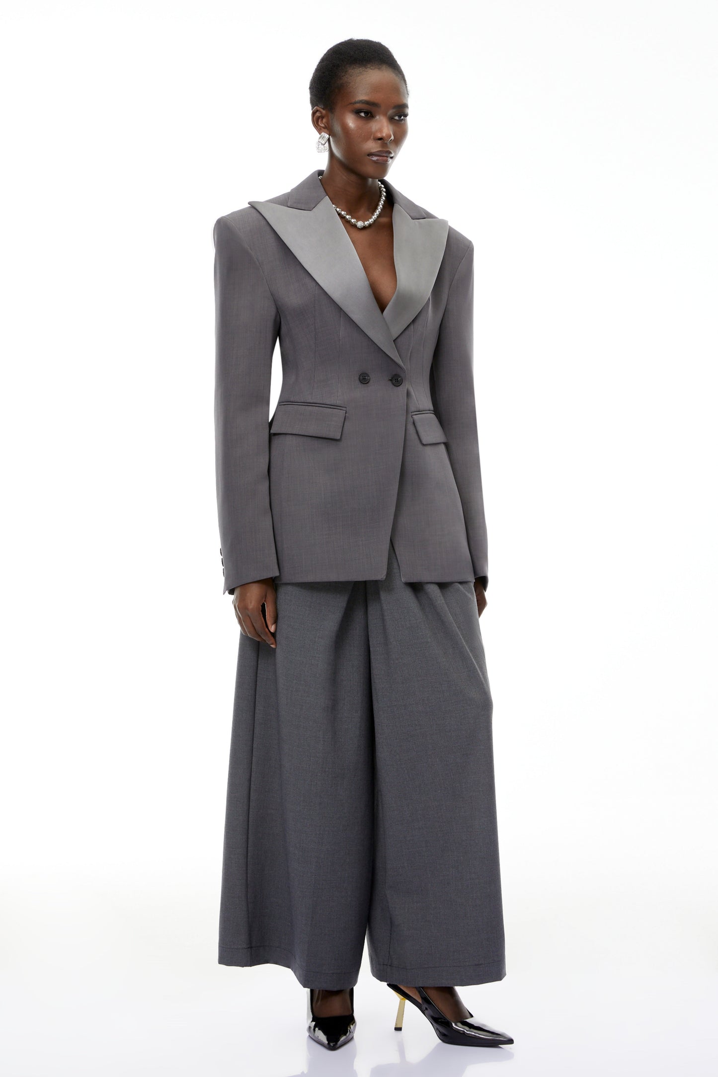 Marcellus Gri Sivri Yaka Blazer