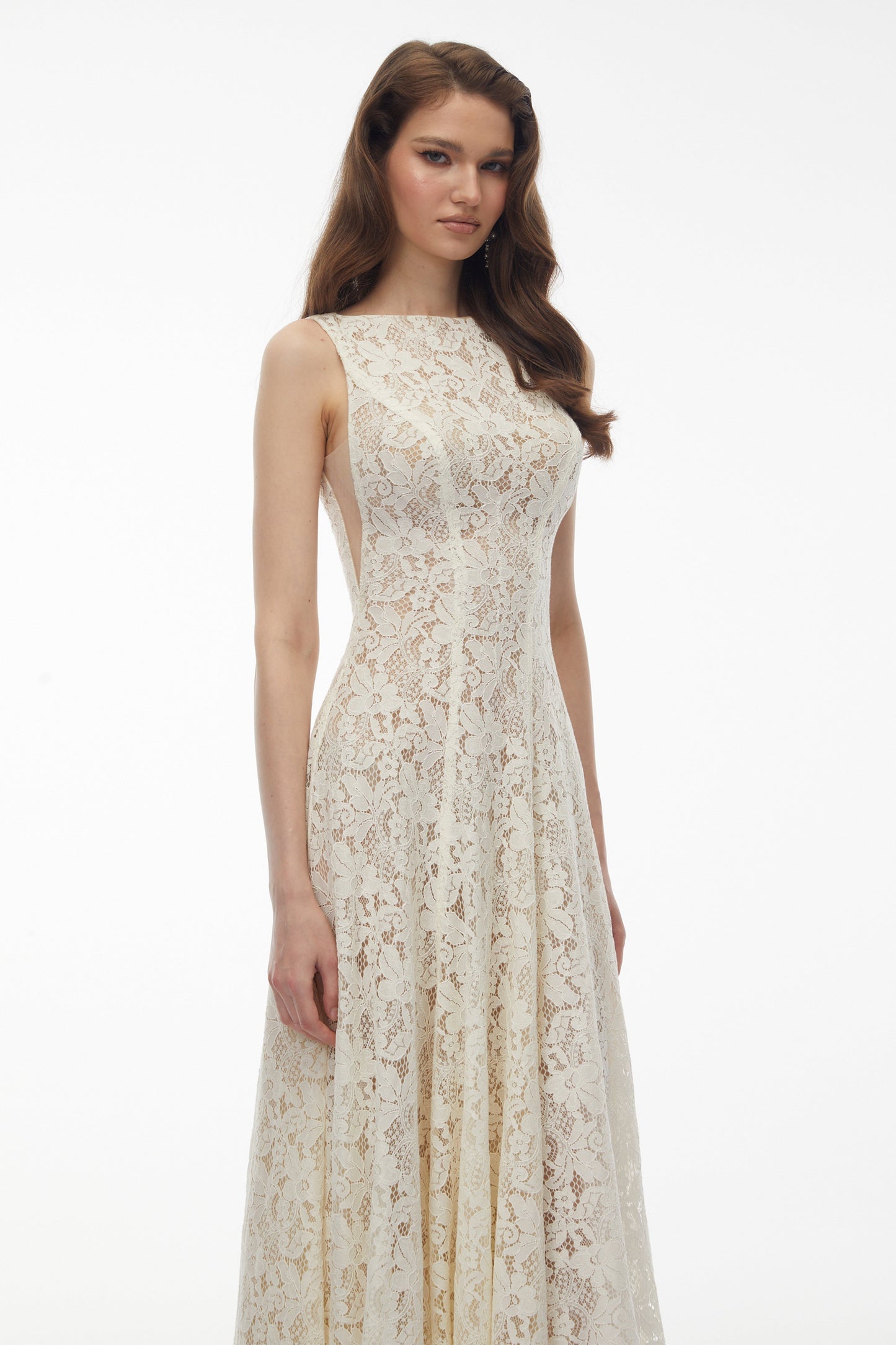 Marhuma White Floral Lace Maxi Dress