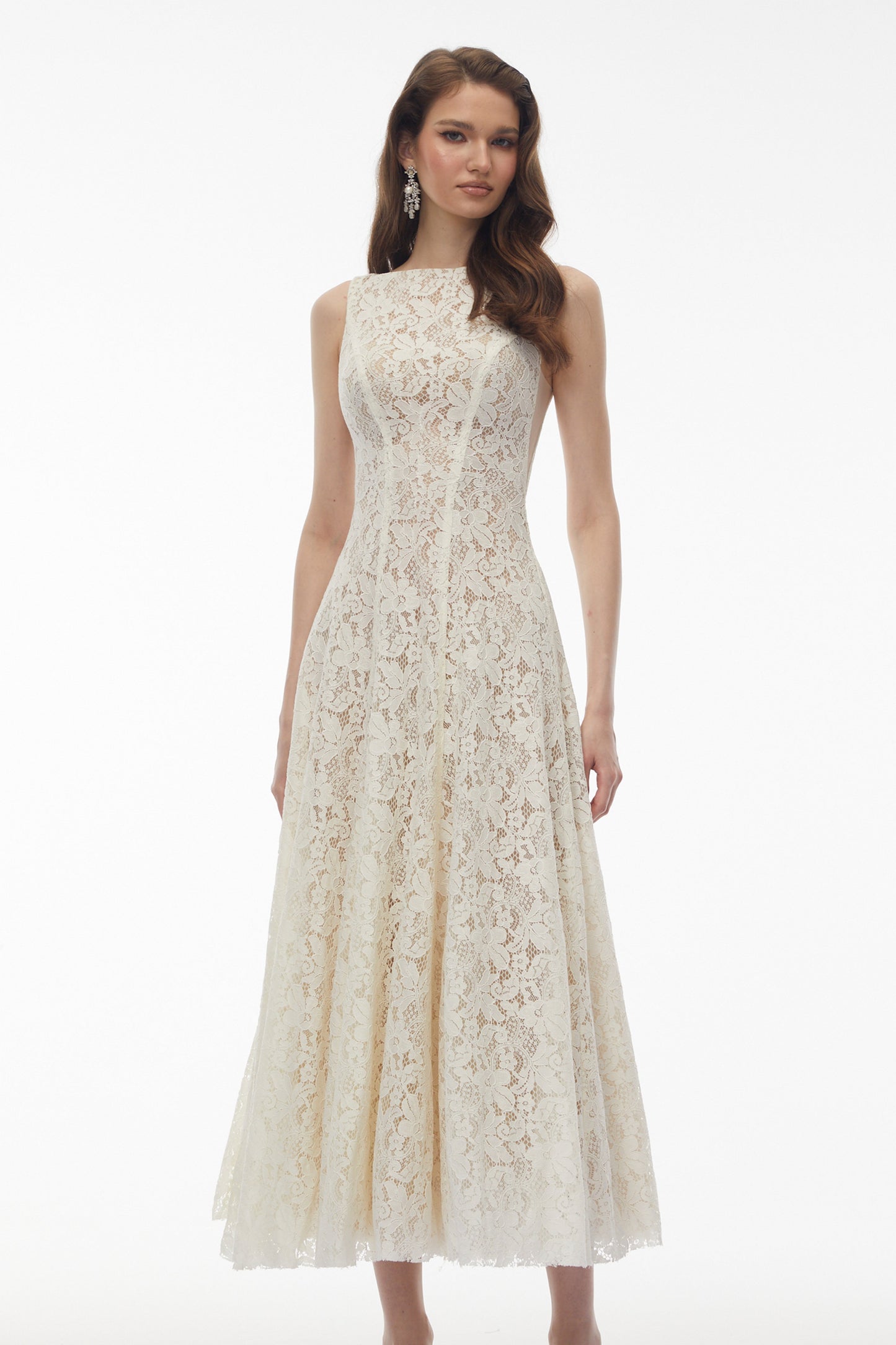 Marhuma White Floral Lace Maxi Dress