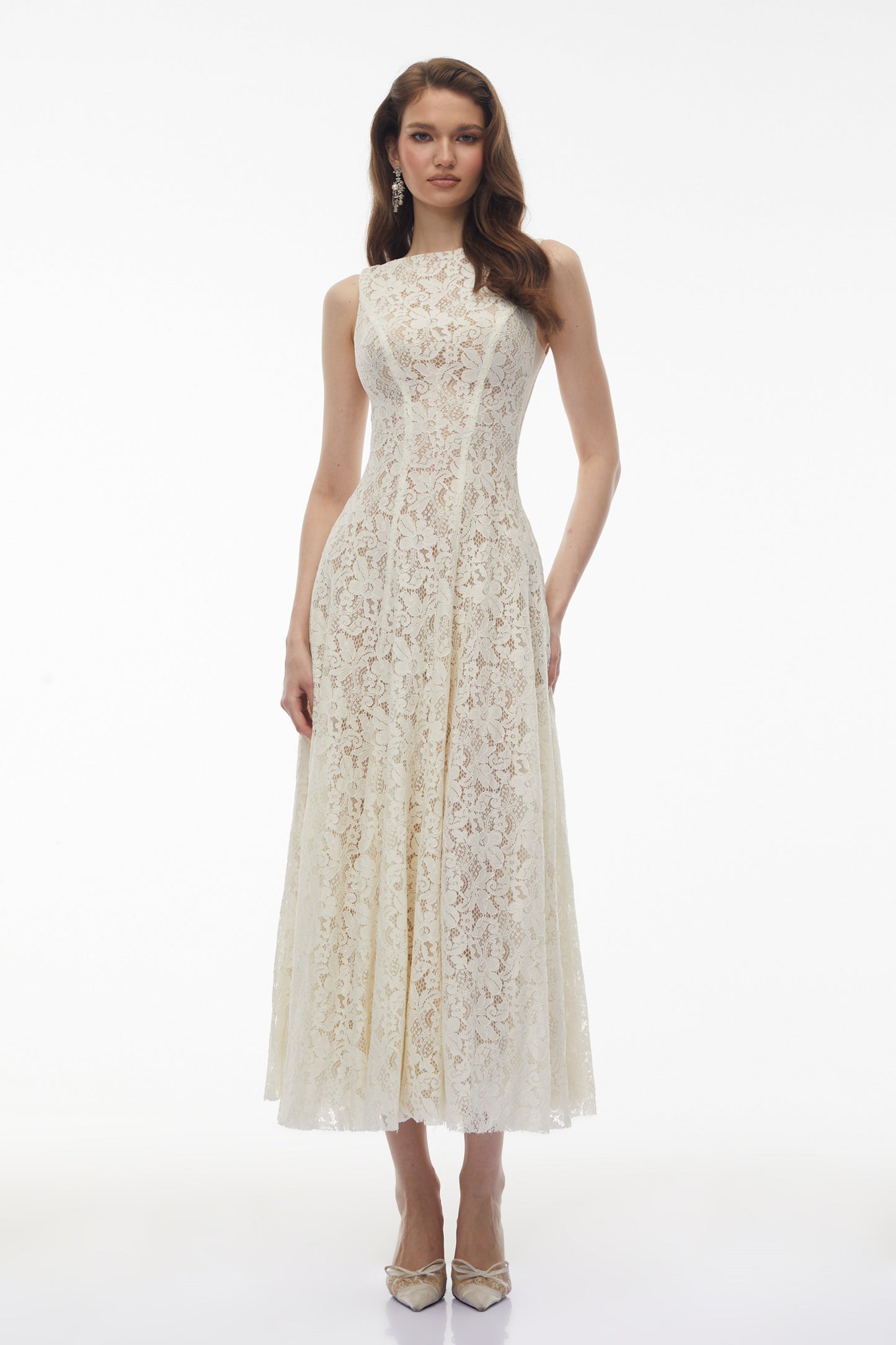 Marhuma White Floral Lace Maxi Dress